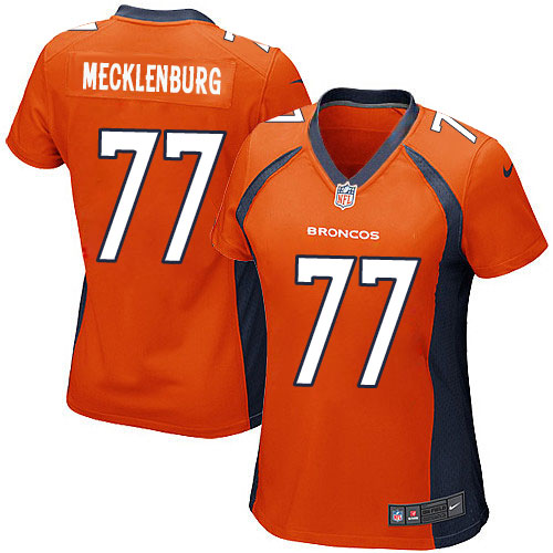 Women's Game Karl Mecklenburg Nike Jersey Orange Home - #77 NFL Denver Broncos